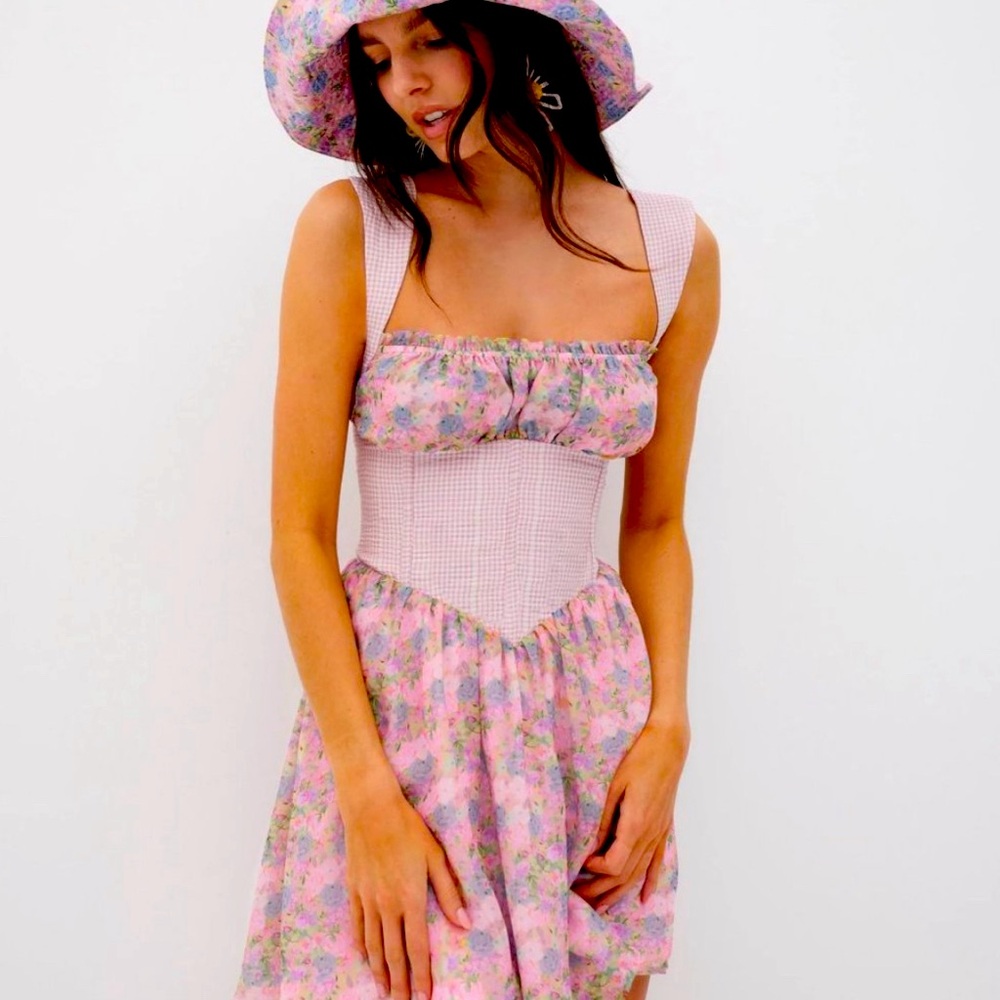 For Love And Lemons Brenna mini floral dress 👗 🍋 NWT size large  !
